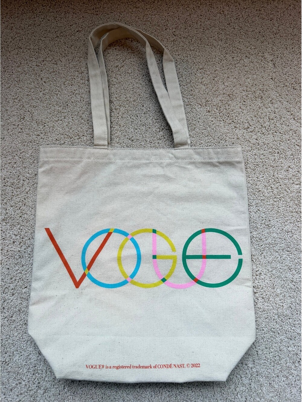 VOGUE Canvas Tote Bag Multicolor Logo Shopper Book Reusable Beach Carryall